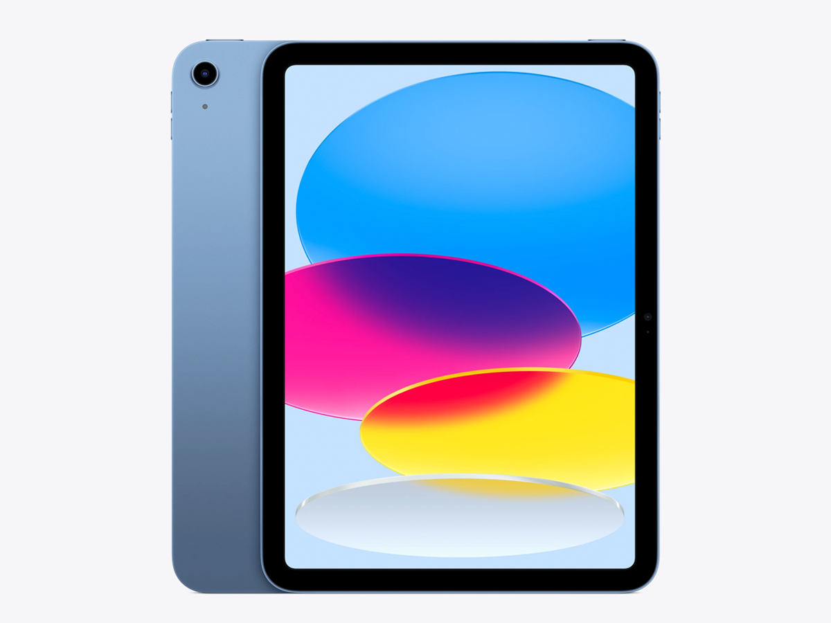 蓝色 iPad 11 正面与背面完整外观
